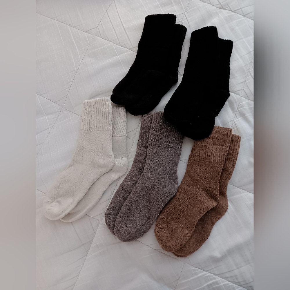 Black, White, Beige, and Brown  Thick Terry Inside Socks